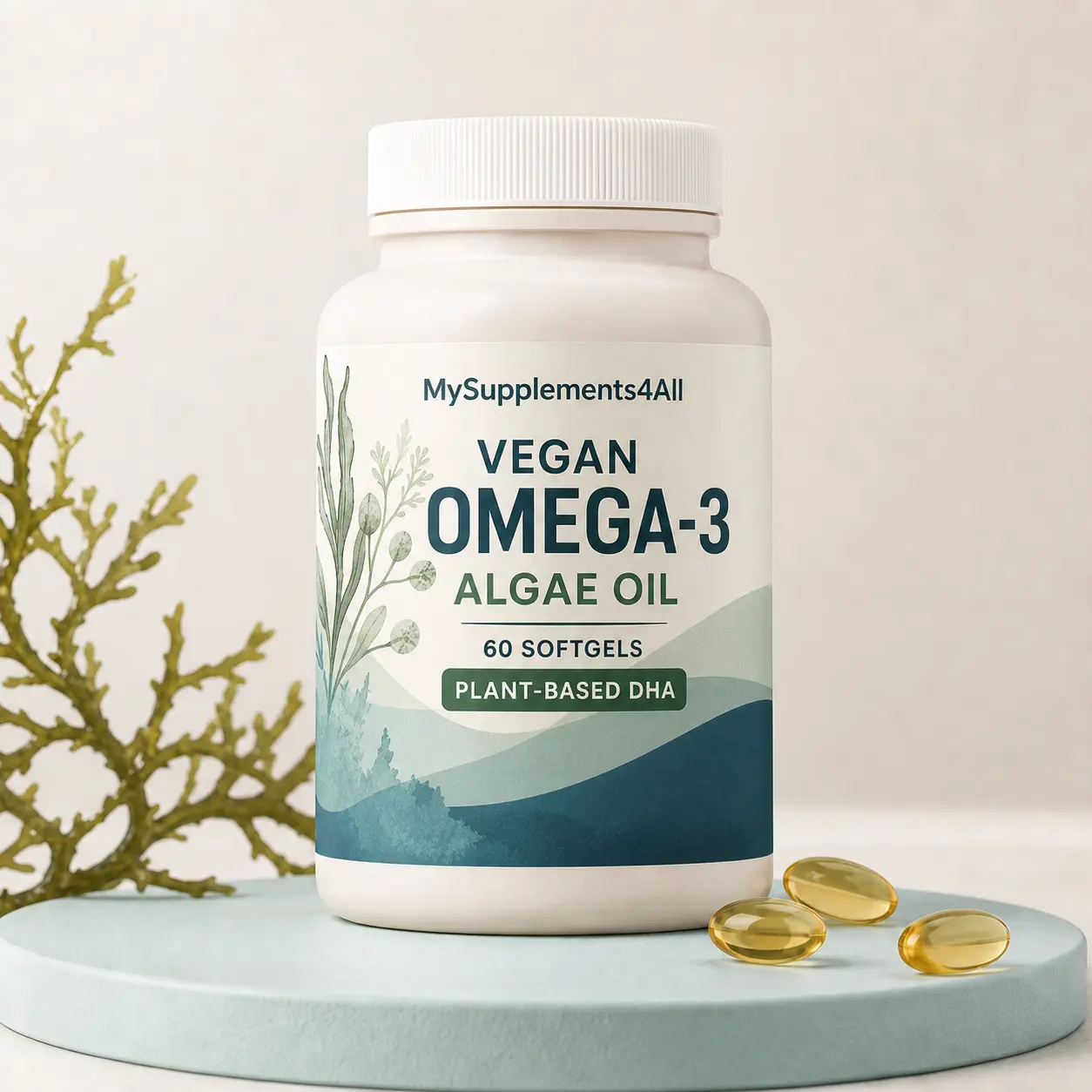 Vegan Omega-3 Algae Oil — 120 capsules (2 per day, 60 days) pack from My Supplements 4 All