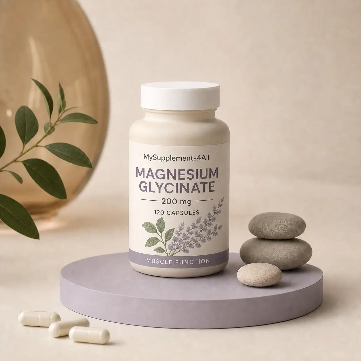 Magnesium Glycinate — 180 capsules (3 per day, 60 days) pack from My Supplements 4 All