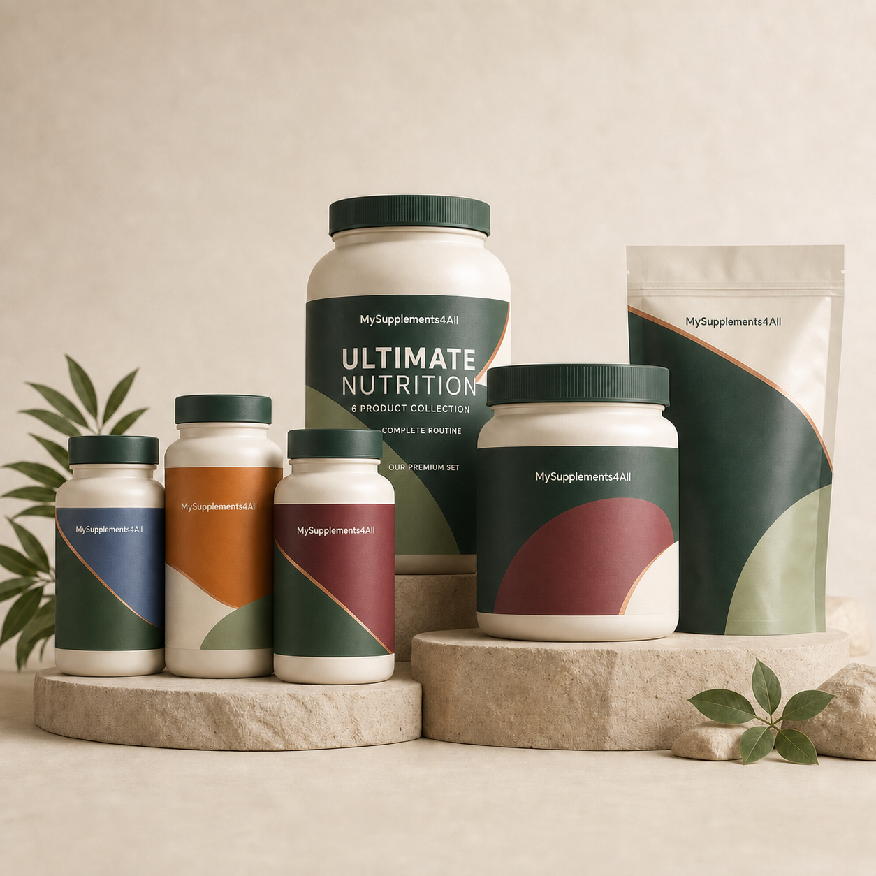 Ultimate Nutrition Collection — 6 products — capsules, softgels, tablets and 1.2kg + 500g powders pack from My Supplements 4 All