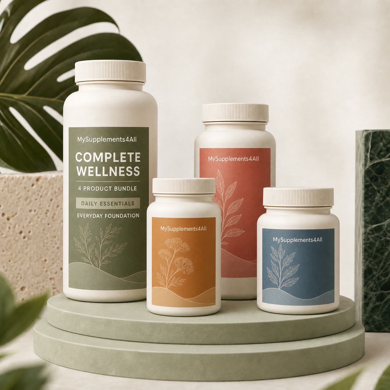 Complete Wellness Bundle — 4 products — 180 tablets, 180 softgels, 180 capsules, 60 capsules pack from My Supplements 4 All