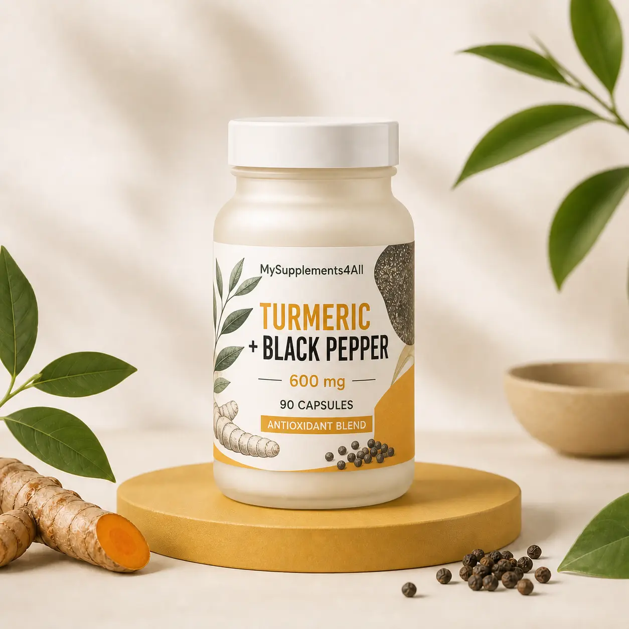 Turmeric and Black Pepper — 120 capsules (2 per day, 60 days) pack from My Supplements 4 All